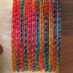 KOTTIAR CREATIONS Set Of 12 Crystal Studded Glass Bangles-picture-10