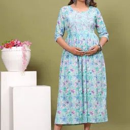 FEMARY Floral Print Maternity Maxi Dress-picture-16