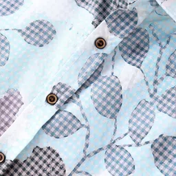 Little Kangaroos Half Sleeves Shirt Tropical Theme - Sky Blue image 3