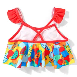Babyhug Sleeveless  Two Piece Swimsuit with Fruit Print - Multicolour image 3
