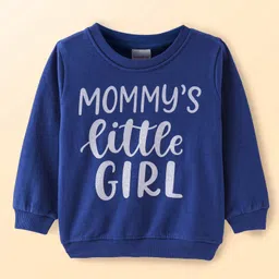 Babyhug Cotton Knit Full Sleeves Sweatshirts With Text & Floral Print Pack of 2 - Red & Blue image 4