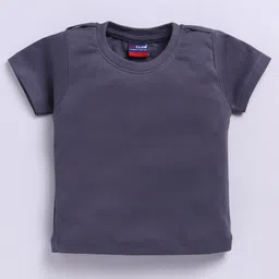 Jb Club Cotton Knit Striped & Boat Embroidered Dungaree With Half Sleeves Tee Set - Grey image 5