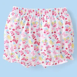 Babyhug 100% Cotton Knit Bloomers Butterfly Print Pack of 3 - Pink & White image 5