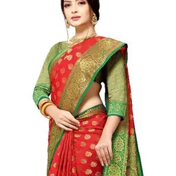 AKSH FASHION Woven Design Zari Silk Blend Banarasi Saree image 3