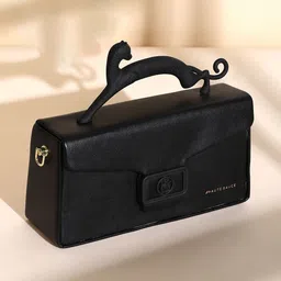 HAUTE SAUCE by Campus Sutra Leather Structured Satchel with Cut Work-picture-42