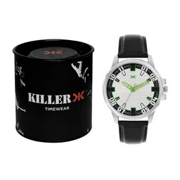 Killer Men Brass Printed Dial & Leather Textured Straps Analogue Watch KLMO73I image 3