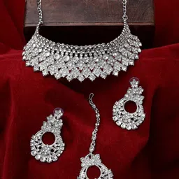 Anouk Silver-Plated American Diamond Studded JewellerySet-image-20