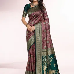 RICH & ROMAN Woven Design Zari Pure Silk Banarasi Saree-picture-44