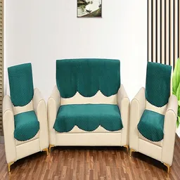 Fashion Throw Teal Velvet Sofa Cover-image-35