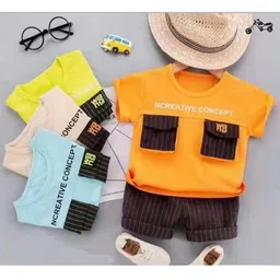 Bold N Elegant Boys Striped Round Neck Pure Cotton T-shirt With Shorts-picture-20