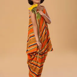The Mini Trunk Girls Striped Shoulder Straps A-Line Kurti With Dhoti Pants image 3