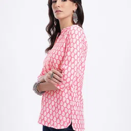 Anouk Rustic Ethnic Motifs Printed Mandarin Collar Pure Cotton Straight Kurti image 4