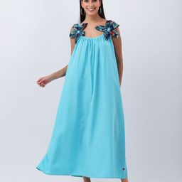 Qurvii Women Shoulder Straps Maxi Dress with Statement Flower Bow-picture-40