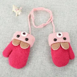 Flaunt Chic Bunny Design Mittens - Dark Pink-image-5