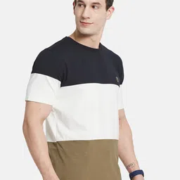 Octave Men Colourblocked Round Neck Cotton T-shirt image 2