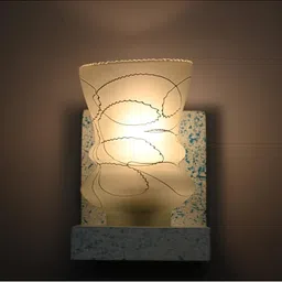 1ST TIME White & White Textured Wood Contemporary Abstract Shaped Shaped Wall Lamp image 2