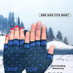 LOOM LEGACY Women Patterned Acrylic Fingerless Gloves image 4