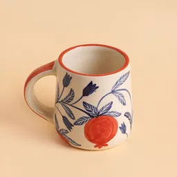 NURTURE INDIA Red & Blue 2 Pieces Printed Ceramic Matte Mugs 250 ml Each image 1