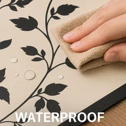 YELONA 2Pcs Beige & Black Patterned Waterproof Heat-Resistant Anti-Slip Table Placemats image 4
