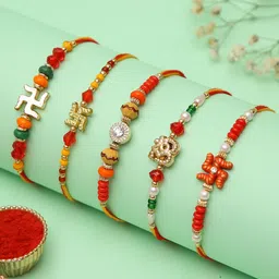 Aapno Rajasthan 5-Pcs Designer Rakhi With Greetings Card-picture-39