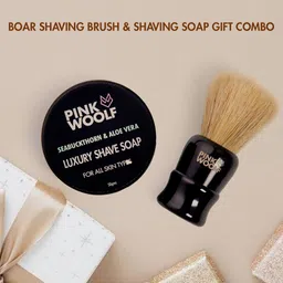 PINK WOOLF Black Boar Bristles Shaving Brush With Soap image 5