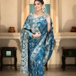 VILLE FASHION Woven Design Zari Art Silk Kanjeevaram Saree-image-79