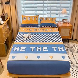 JC HOME Blue & White Geometric 220 TC King Bedsheet with 2 Pillow Covers-picture-5