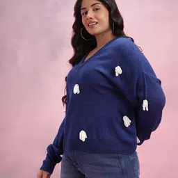 DressBerry Curve Applique Bow Detail Pullover image 2