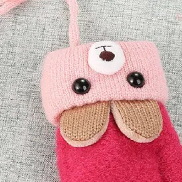 Flaunt Chic Bunny Design Mittens - Dark Pink image 2