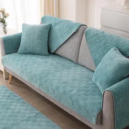 HOMETHREADS Multicoloured & Turquoise Blue 2 Piece Sofa Cover image 5