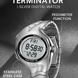 ZAADRAN Unisex Stainless Steel Straps Digital Automatic Watch Terminator Silver image 5