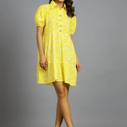 Ravaiyaa Women Floral Printed Puff Sleeve Cotton A-Line Dress-picture-18