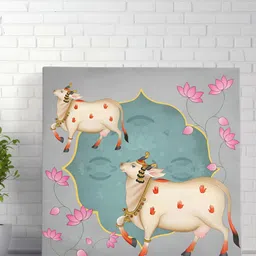 Livin'luxe Grey & White Pichwai Cow Canvas Wall Art-picture-10