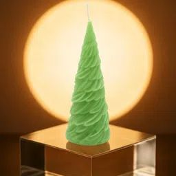 utsav LIGHT Green Christmas Tree Shaped Decorative Candle (PACK OF 2) Candle image 2