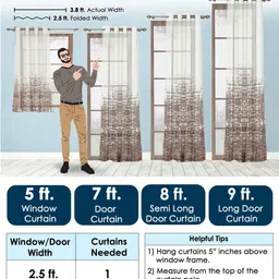 Story@home Aurum Brown & White Abstract Sheer Window Curtain image 5