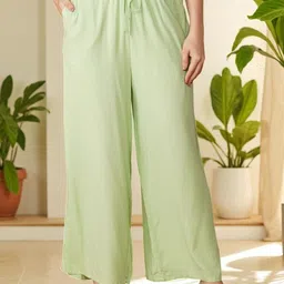 Oomph! Women Relaxed Wide Leg High-Rise Easy Wash Palazzo Trousers-picture-11