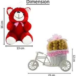 midiron Special Gifts, Surprise Cycle Teddy with Chocolate for Wife, Girlfriend, fiancé On Valentine's Day, Birthday, Anniversary, Karwa Chauth and any special Occasion IZ19CyChocoPTR-002 Silk, Plastic Gift Box image 3