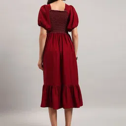 Raiyani Enterprise Puff Sleeve Crepe A-Line Midi Dress image 3