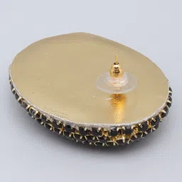 StyleCast Gold-Plated Rhinestone Studded Oval Shaped Drop Earrings image 3