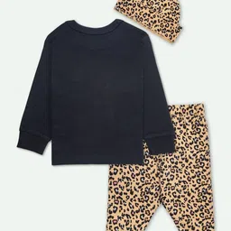 ariel Round Neck Pure Cotton Fleece T-Shirt With Pyjama Clothing Set image 3