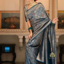SWEETPEL Woven Design Zari Banarasi Saree image 5