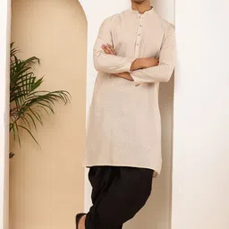 MULTI SHADES Geometric Woven Design Mandarin Collar Straight Kurta-picture-32