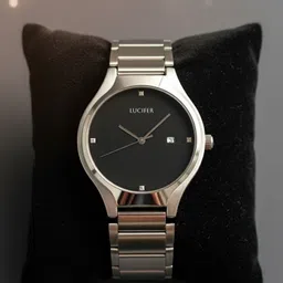 lucifer Date Function Working Adjustable Chain Lock With Premium 4 Point Diamond Studded Analog Watch - For Men For all occasions image 4