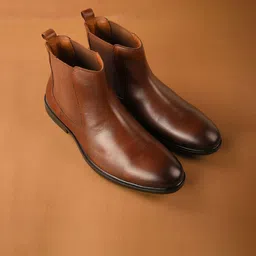 The Brown Hide Men's Mid-Top Chelsea Boots image 5