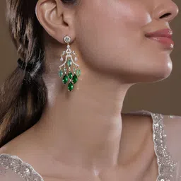 Rubans 22K Gold-Plated  AD & Cubic Zirconia Classic Drop Earrings image 5