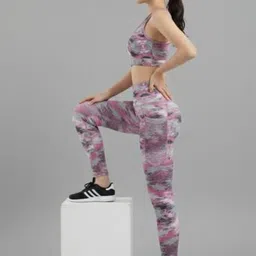 SOLACEACTIVE Printed Round Neck Bra & Tights Co-Ords image 4