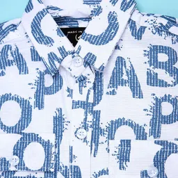 V-Mart Boys Typography Printed Spread Collar Cotton Shirt image 2