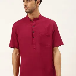 RAJUBHAI HARGOVINDAS Relaxed Short Sleeve Half Placket Linen Casual Shirt-picture-7