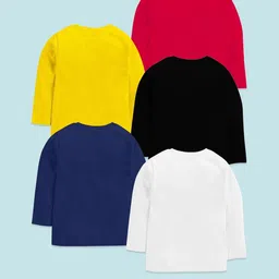 KUCHIPOO Boys Pack Of 5 Regular Fit Full Sleeves Cotton T-Shirts image 5