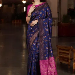 DIVASTRI Woven Design Zari Silk Blend Banarasi Saree-picture-27